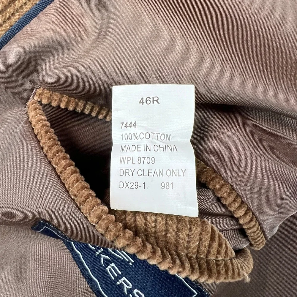 Dockers Corduroy Sport Coat Men 46R Brown Cotton Satin Lined Blazer Academia Ivy